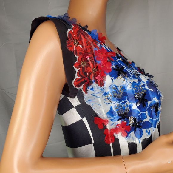 Desigual by Christian Lacroix Women's SS Blouse Stripes 3D Floral Applique Small - Picture 7 of 13